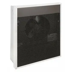 This large recessed electric wall heater delivers 4800 W of heating power at 208V AC, three-phase. It features a bronze grille and is non-programmable. Suitable for permanent wall-mount installation in commercial or industrial spaces requiring reliable supplemental heat. Rough-in dimensions: 18-1/4 in x 14-1/4 in x 3-7/8 in.