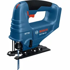 This BOSCH cordless jigsaw features a top handle design and accepts T-Shank blades. It utilizes orbital stroke action and a brushless motor, delivering a maximum stroke rate of 3,300 strokes per minute. Suitable for cutting wood, metal, plastic, and drywall in fabrication, maintenance, and construction applications.