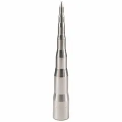 Hammer-driven swaging tool for expanding the ends of copper, aluminum, or soft steel tubing to prepare for flare or solder connections. Made of alloy steel, it accommodates tube sizes 1/2 in, 1/4 in, 3/8 in, 3/16 in, 5/8 in, and 5/16 in. Commonly used in HVAC, refrigeration, and plumbing applications.
