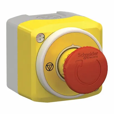 SCHNEIDER Control Station: Mushroom Head Push Button, 1 Pilot Lights, 1NO/2NC - Push-Button Control Stations with Pilot Lights