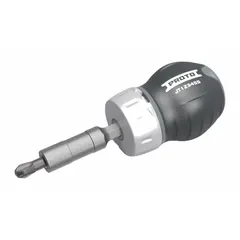 General purpose multi-bit screwdriver with 16 tips including Hex, Phillips, Slotted, and Torx. Phillips bits include sizes #0, #1, #2, and #2. Overall length is 6 inches. Retaining ring secures bits. Suitable for driving a variety of fasteners in maintenance and repair tasks.