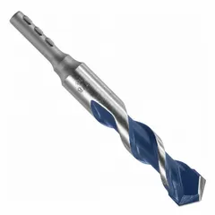 Round-shank masonry drill bit for hammer drilling into concrete, brick, and block. Suitable for anchoring, through-holes, and electrical or plumbing installations. 7/8 in bit size, 4 in max drilling depth, 6 in overall length.