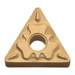 Triangle (T) indexable turning insert made of carbide, type TNMG. Used for turning, facing, and boring operations on steel, stainless steel, and cast iron in medium-duty applications on CNC and manual lathes.