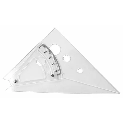 WESTCOTT Triangle: 1/2 in/1 in/3/4 in, 10 in Square Size, Polystyrene, Clear, Inches - Rafter Squares