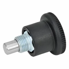 This nonlocking indexing plunger features a steel body and stainless steel plunger with an M10x1 thread. Designed for thin-gauge sheet metal applications, the pull-knob allows quick manual retraction for repositioning in jigs, fixtures, and assembly lines.
