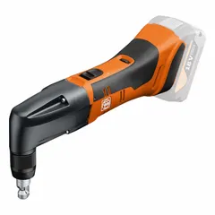 Cordless nibbler with brushless motor, operating on 18V DC. Cuts 17 ga steel and 17 ga stainless steel. Suitable for sheet metal cutting in HVAC, metal roofing, and automotive panel trimming.