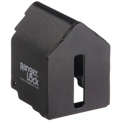 RANGER LOCK Padlock Guard with Lock: Steel, Black, 4 in Guard Lg - Padlock Guards with Lock