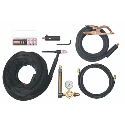 MILLER ELECTRIC Torch Kit: Water-Cooled, W-400, 25 ft, Braided Rubber, 3-Piece - Water-Cooled TIG Torch Kits