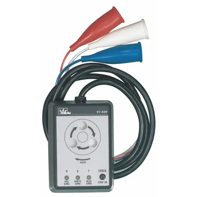 IDEAL 61-520 Phase Rotation Meter & Indicator, 120-600 V, CAT III 600V - Phase Rotation Meters & Indicators