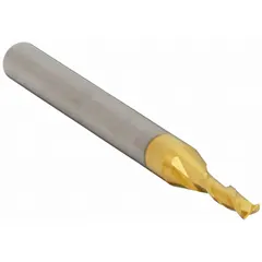 This general purpose carbide square end mill features a titanium nitride (TiN) coating for reduced friction and extended tool life. With 2 flutes and a 1.5 mm cutting diameter, it is suited for slotting, profiling, and contouring operations on ferrous and non-ferrous metals in milling applications.