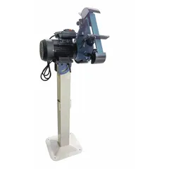 This floor-standing belt grinder is designed for metalworking applications such as material removal, deburring, and surface finishing. It operates on 110 V single-phase power with a 2 hp motor and uses 2-inch wide, 48-inch long abrasive belts.