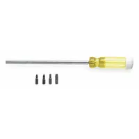 PROTO Multi-Bit Screwdriver: Phillips/Slotted Tip, #1/#2/3/16 in/5/32 in Tip Size, 4 Tips, Magnetic (MPN J9224)