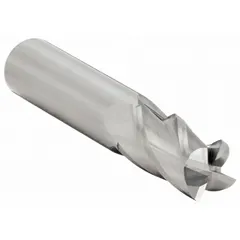 Carbide square end mill with two flutes, 9/16" cutting diameter, 1-1/4" length of cut, and 3-1/2" overall length. Designed for milling aluminum and non-ferrous materials. Used for slotting, profiling, and contouring operations.
