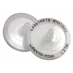 This inline filter features a PTFE membrane and polypropylene housing, with tubing inlet and outlet connections (max inlet 9.52 mm). It is used for inline filtration of fluids in laboratory and industrial processes where chemical resistance and particle removal are required.