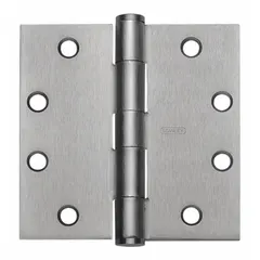 This full mortise-mount butt hinge is made of steel with a 1 1/2 in leaf width. It features a plain bearing type and a removable pin, allowing for easy door removal during maintenance or replacement. Commonly used for mounting doors in commercial and industrial settings where flush installation into the door and frame is required.