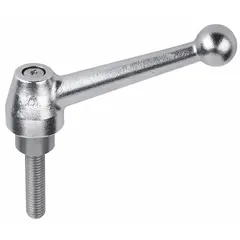 Stainless steel ball-style adjustable handle with a 1/2"-13 threaded stud and 83 mm overall length. Designed for secure grip and corrosion resistance in industrial applications such as machine tools, jigs, fixtures, and assembly stations requiring frequent repositioning.