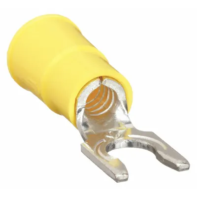 3M Fork Terminals: Yellow, Vinyl, #10 Stud Size, 12 AWG – 10 AWG Wire Range - Insulated Fork Terminals