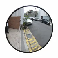 Convex Mirror: Round, Convex Mirror, Polycarbonate, Polycarbonate, 24 in Dia, Std Border, Plastic (MPN PCPW-24T)
