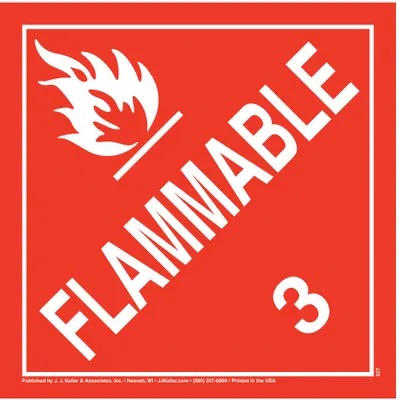 JJ KELLER Container Placard: Flammable, 10 3/4 in x 10 3/4 in, 10 3/4 in Label Ht - Class 3: Flammable Liquids