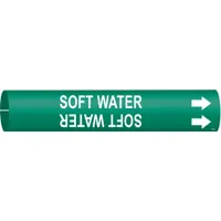 Pipe Marker: Soft Water, Green, White, Fits 1 1/2 to 2 3/8 in Pipe O.D., 1 Pipe Markers, With Arrows (MPN 4125-B)