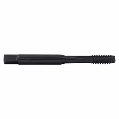 Spiral-point tap for threading blind holes in steel and stainless steel. Features a 9/16"-12 UNC thread size, 2B class of fit, plug chamfer, and black oxide cobalt finish. Designed with 4 flutes to push chips forward and prevent clogging during production tapping.