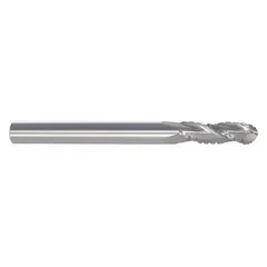 Carbide ball-nose roughing end mill with 3 flutes, 5/8" mill diameter, 1-1/4" length of cut, and 3-1/2" overall length. Designed for aggressive material removal and 3D contouring in die and mold making, aerospace, and general machining applications.