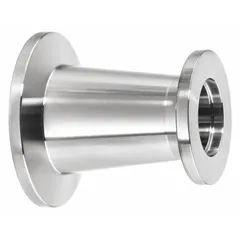 This NW x NW vacuum tube fitting is made of 304 stainless steel with a 16/25 type and Trade Number 16. It is rated for vacuum up to 10-7 torr at 72°F. Used in high-vacuum systems for connecting tubing in applications such as semiconductor processing and analytical instrumentation.