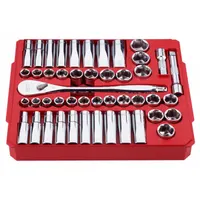 MILWAUKEE Socket Wrench Set: 1/2 in Drive, 47 Piece, 6-Point, Metric/SAE (MPN 48-22-9010)