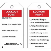 BRADY Lockout Tag: Lockout Point, Polyester, Write-On Surface, English, Lockout Point, Tag, Plastic (MPN 50194)