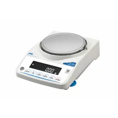 Precision lab balance with 5200 g capacity, 0.01 g readability, 0.01 g repeatability, and 0.02 g linearity. LCD display. Suitable for sample preparation, formulation, and quality control in laboratory environments.