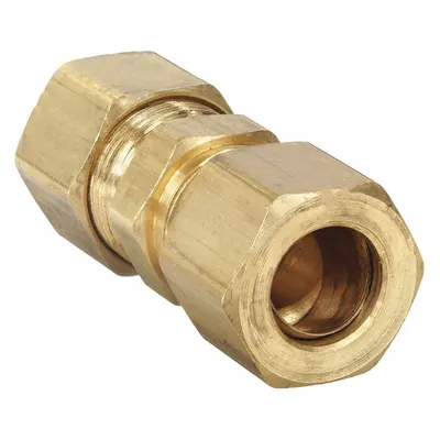 PARKER Compression Fitting Union: 3/8 in OD x 3/8 in OD Fitting Size, Brass - Standard Sleeve Brass Compression Fittings