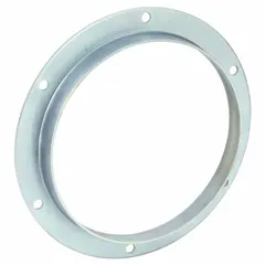 Steel angle flange adapter for connecting 8-inch ductwork sections at an angle. Features a 1 1/8 in overall length and 8 1/8 in flange inner diameter. Suitable for industrial ventilation, dust collection, and material handling systems.