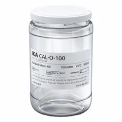 Liquid calibration standard with a viscosity of 100 centipoise, supplied in a 500 mL clear glass jar. Designed for verifying and calibrating rotational viscometers in quality control and research laboratories. 12-month shelf life. Manufacturer part number 25000434.