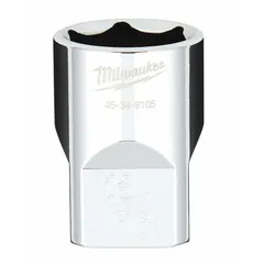 This MILWAUKEE hand socket features a 6-point standard design with a 1/2 in drive and 13/16 in socket size. The chrome finish provides corrosion resistance, while the anti-roll geometry prevents the socket from rolling on sloped surfaces. Suitable for tightening or loosening hex fasteners in maintenance and assembly tasks.