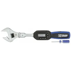 Standard-head electronic torque wrench with a torque range of 3.1 to 62.7 ft-lb. Measures in centimeter-kilogram, foot-pound, inch-pound, and newton-meter units. Features audible and visual indicators to confirm target torque. Suitable for precise fastener tightening in HVAC, refrigeration, and industrial maintenance applications.