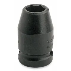 This 1/2" drive impact socket features a 22 mm metric 6-point configuration with an overall length of 1 5/8 in. Designed for use with impact wrenches, it is suited for fastening and loosening hex fasteners in automotive, heavy equipment, and industrial maintenance applications.