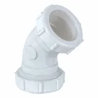APPROVED VENDOR Elbow: Plastic, White, 1 1/2 in Nominal Pipe Size, Slip, Slip, 45° Bend Radius (MPN 35333)