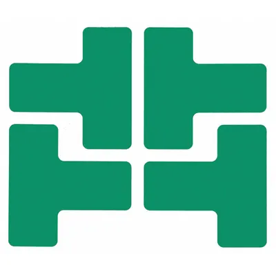 BRADY Floor Marking Tape: T, Solid, Green, No Legend, 2 in x 5 in, 8 mil Tape Thick - T-Shaped Floor Marking Tape