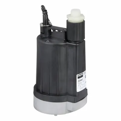 Dayton Plug-In Utility Pump: 1/4 hp, 3/32 in Max. Dia. Solids, Intermittent Duty - Low-Level Submersible Electric-Operated Dewatering Pumps