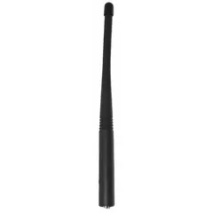 VHF whip antenna operating from 136 MHz to 176 MHz. Compatible with Motorola XPR 6100, XPR 6350, and XPR 6550 portable radios. Used for two-way radio communication in field operations and industrial environments.