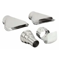 Glass reducer nozzle for heat guns, with overall height 11 5/16 in and overall width 6 7/8 in. Used to concentrate and direct hot air for tasks such as heat-shrink tubing, paint stripping, or thawing in electrical, plumbing, and HVAC maintenance.
