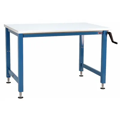 BENCHPRO Workbench: Adj Ht, Laminate, 96 in x 36 in, 1,000 lb Overall Load Capacity - Open-Base Workstations