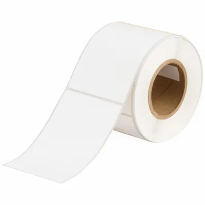 BRADY Pre-Cut Label Stock Roll: 6 3/32 in Label Ht, 4 1/8 in Label Wd, 6 3/32 in Roll Lg - Brady Cryogenic Inkjet Precut Label Rolls