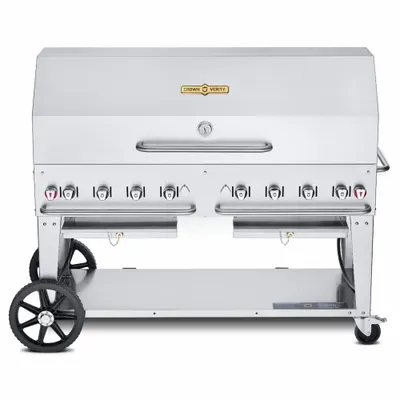 CROWN VERITY Propane Grill: Propane, 8 Burners, 129,000 BtuH Heating Capacity, 52 in Overall Ht - Wheeled Grills