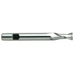Cobalt steel square end mill with 2-flute design for efficient chip evacuation. Used for slotting, profiling, and contouring in ferrous and non-ferrous materials. Suitable for general-purpose milling in industrial maintenance, tooling, and production environments.