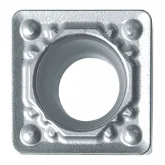 Square indexable turning insert made of cerment, designed for finishing and semi-finishing operations on CNC lathes. Suitable for machining steel, stainless steel, and cast iron at medium to high cutting speeds.