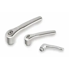 This KIPP adjustable handle features a teardrop-style body with a threaded hole for tool-free repositioning. Made of corrosion-resistant stainless steel, it is suitable for clamping, positioning, and adjusting machine components in industrial settings. Specifications: M10 thread, 17 mm thread length, 95 mm overall length.