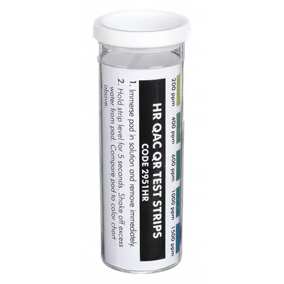 LAMOTTE Test Strips: QAC, 200 to 1,500 ppm QAC, Paper, 50 Tests, 3 in Overall Lg - Single-Parameter Test Strips
