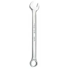Alloy steel wrench with satin finish, 29 mm head size, and 15 3/4 in overall length. Offset hex design with 12-point box end for finer positioning on fasteners. Suitable for tightening or loosening 29 mm hex fasteners in industrial maintenance, assembly, and repair applications.