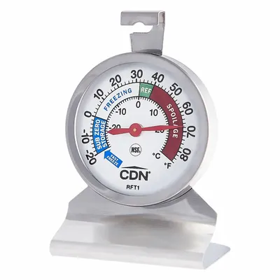 CDN Refrigerator/Freezer Thermometer: Refrigerator/Freezer, Analog, 4 in Overall Lg - Refrigerator & Freezer Thermometers